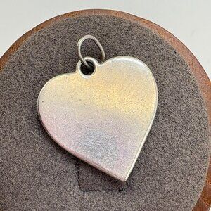 VTG Sterling Silver 925 Heart Tag Love Earth Pendant Size 0.75" Length